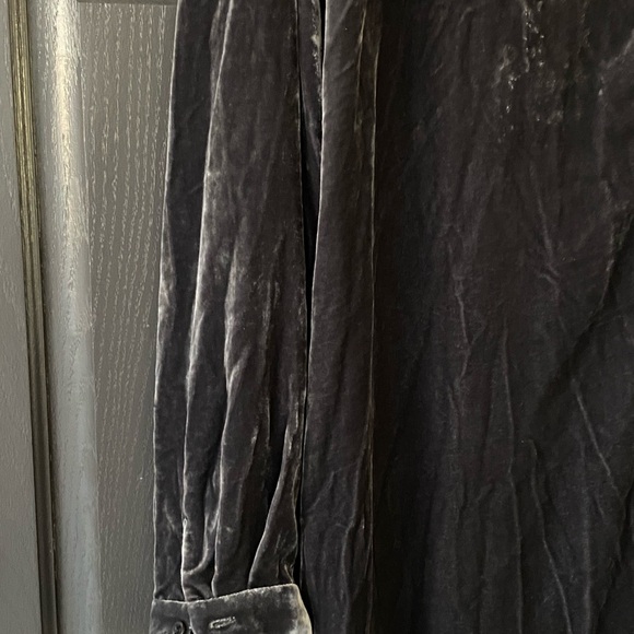 Eileen Fisher Velvet Button Up Shirt Graphite 1X Silk Blend Oversized - Picture 5 of 11